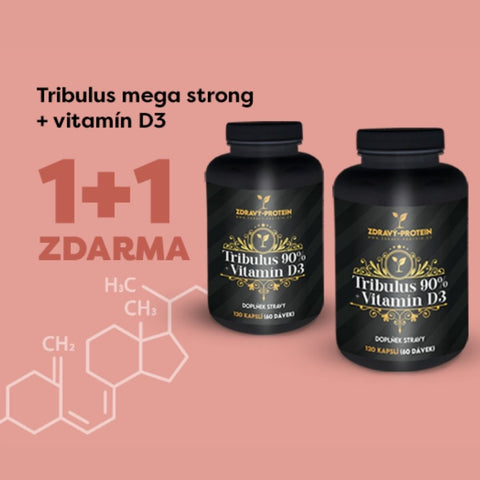 AKCIA 1+1 balenie ZADARMO Tribulus mega strong + vitamín D3, zásoba na 4 mesiace